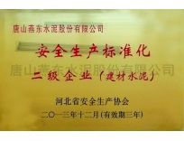 安全生產標準化二級企業（建材水泥）/